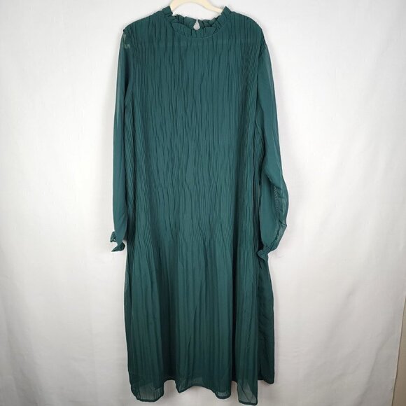 NWOT Ellos Pleated Long Sleeved Dress 22 - Picture 2 of 5